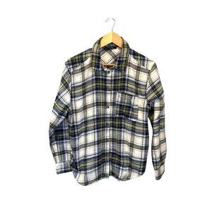 LOVE TREE Flannel Button Down Plaid Shirt Medium Blue Fall Plaid Longsleeve